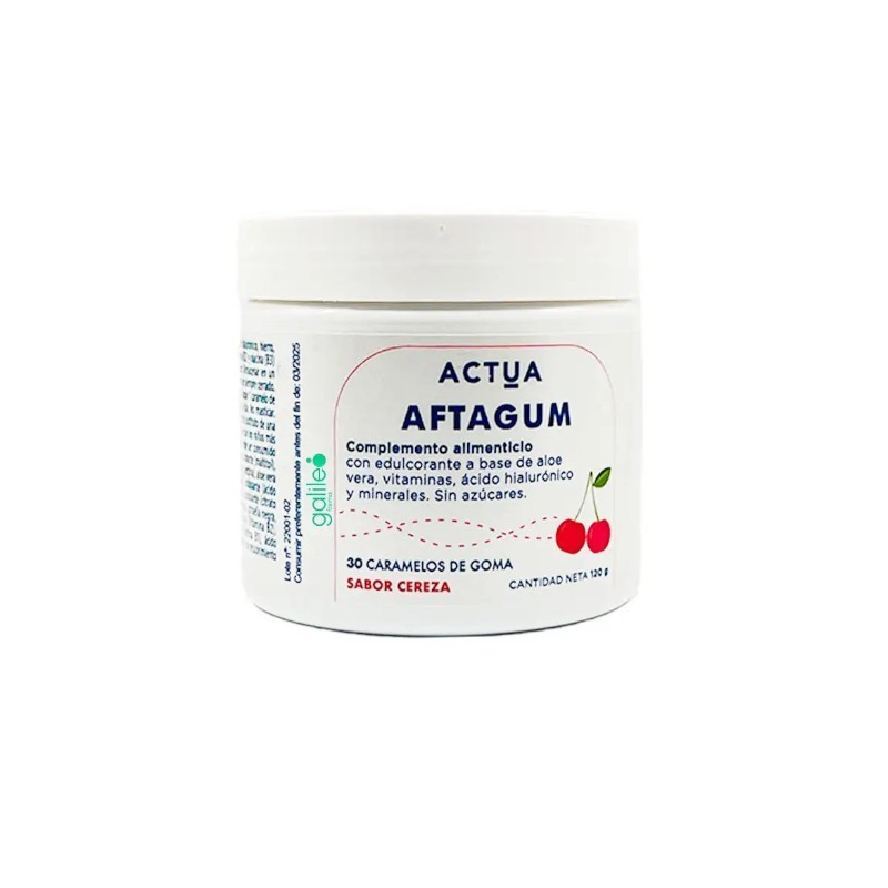 ACTUA AFTAGUM 30 CARAMELOS DE GOMA SABOR CEREZA